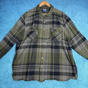 LA Police Gear Men’s Size 2XL Flannel Snap Up Shirt Green Plaid Thick